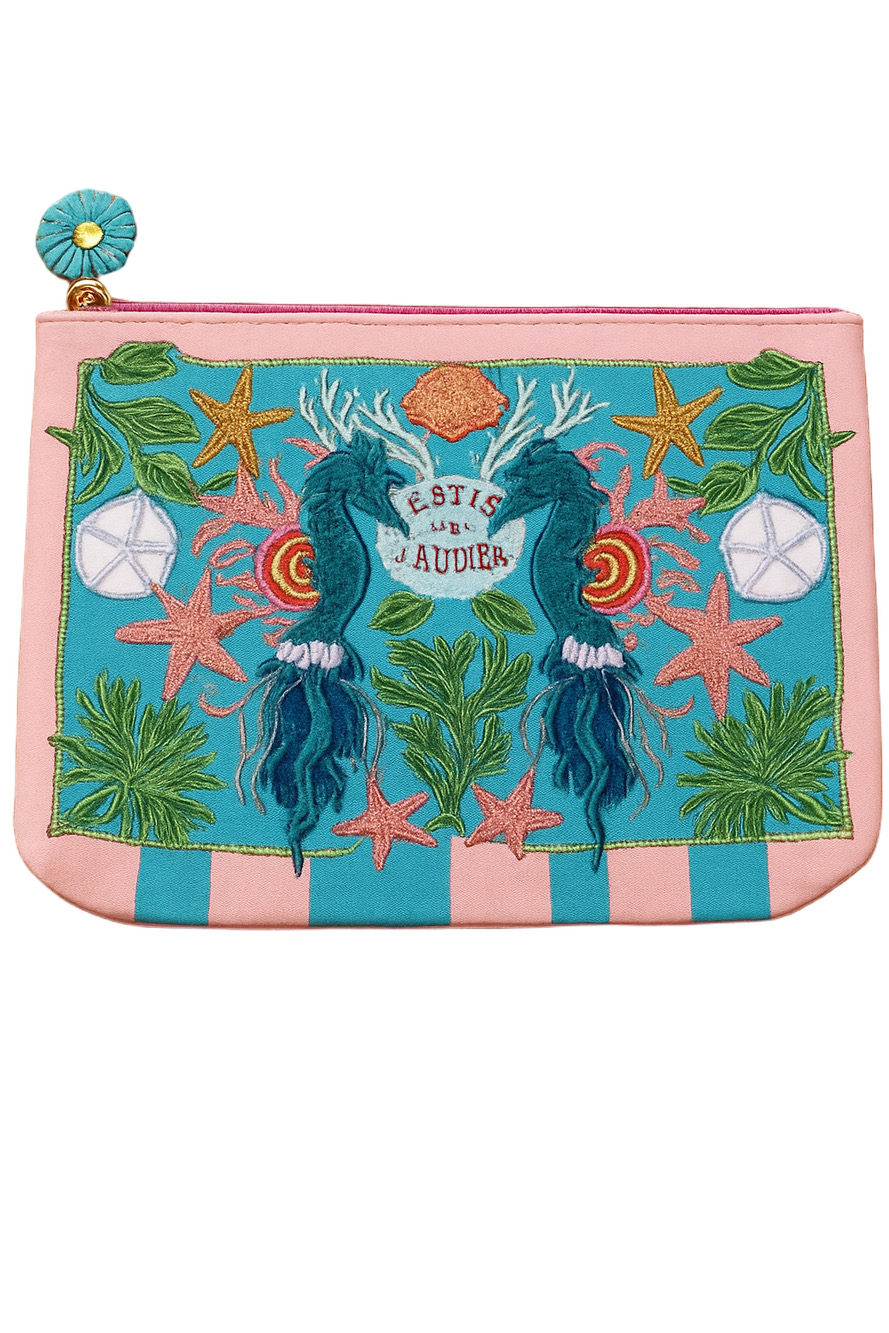 Estée Lauder Coastal Tropical Seashell Cosmetic Bag Pouch Like New